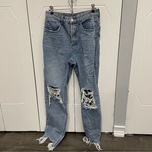 SHEIN High Waisted Distressed Mom Jeans